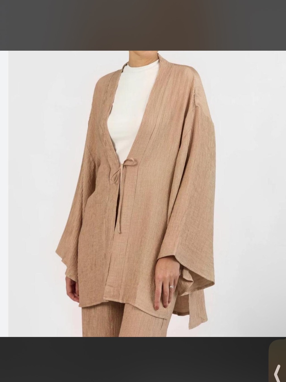 fares beige tie front top